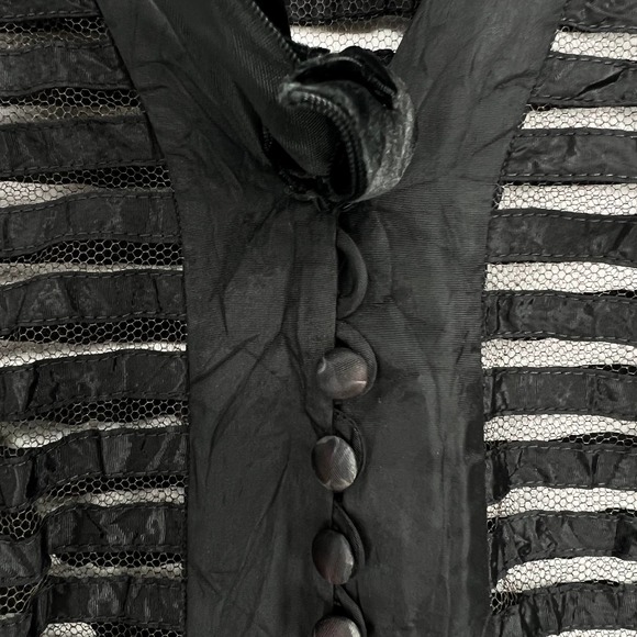 VINTAGE 50s Dress Womens XS Black Sheer Stripe Tulle Fit and Flare Layering - Picture 10 of 13